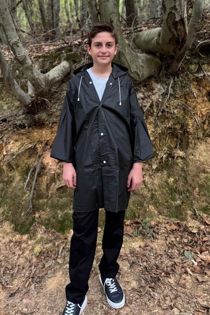 Children's Raincoat – Hooded Unisex Waterproof Lightweight Long Model