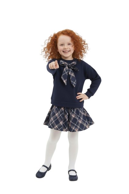 Girl's Festive Outfit - Travel Plaid Skirt and Blouse Two-Piece Set