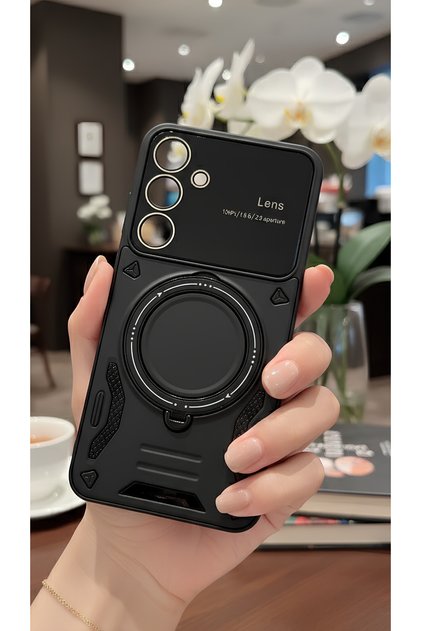 3D Camera Lens Protected Ring Stand Case Compatible with Galaxy S24 Fe