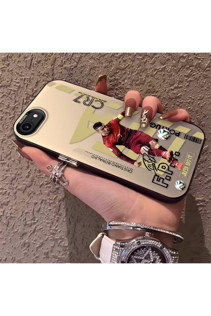 iPhone Se 2020 Compatible Silicone Edge Hard Back Anti-Fall Phone Case Cr7 Patterned