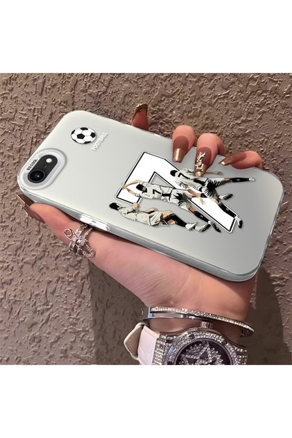 iPhone Se 2020 Compatible Silicone Edge Hard Back Anti-Fall Phone Case Cr7 Patterned