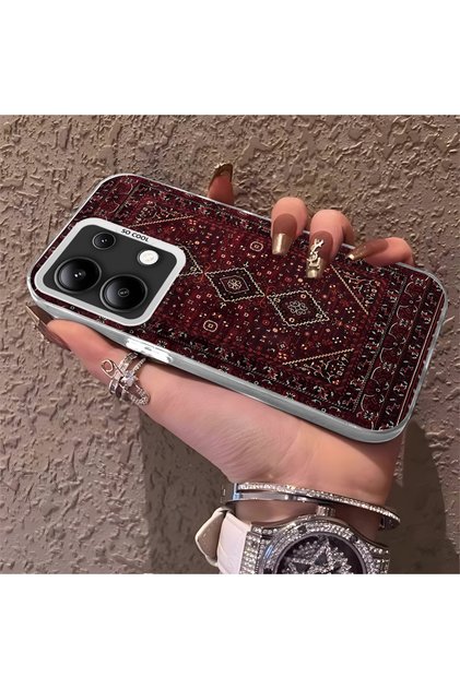 Redmi Note 13 Compatible Silicone Edge Hard Back Anti-Fall Phone Case with Kilim Pattern
