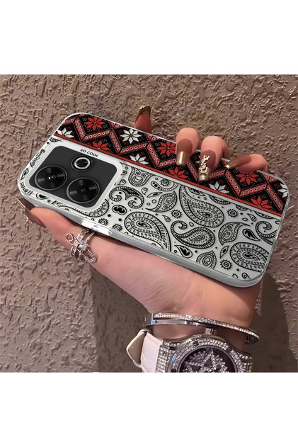Silicone Edge Hard Back Phone Case Compatible with Redmi 13 Classic Patterned