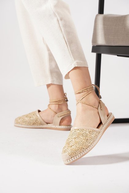 Paste Straw Weave Side Open Connected Women's Sandals Skin Straw