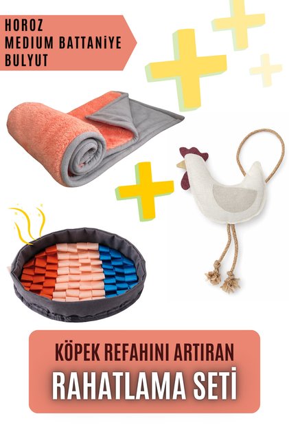 Köpek Oyuncakları (Horoz+Bulyut) ve Battaniye Seti