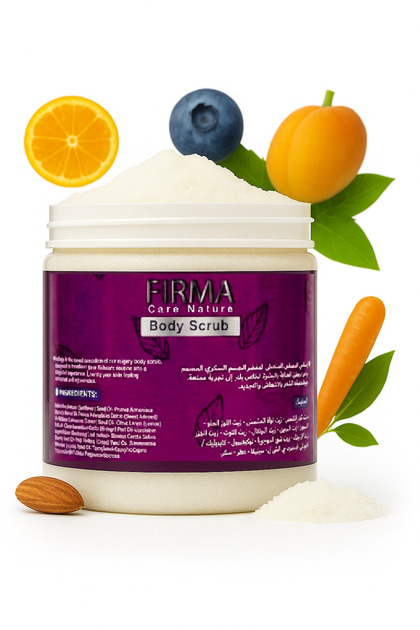 FIRMA BODY SCRUB SUGARY- Sunflower oil, Apricot oil, Sweet almond oil, Blueberry extract- 250g