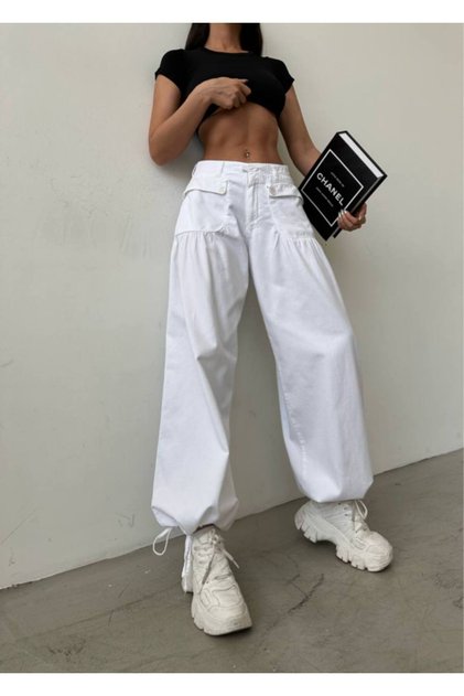 Trendy Bellow Pocketed Wide-Let Balloon Fit Comfortable Loose Fit Gabardine Pants