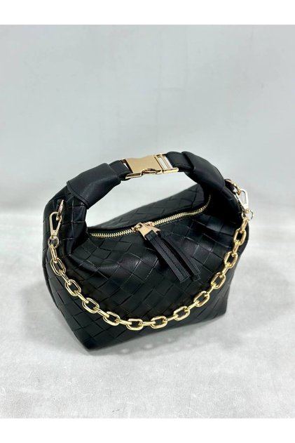 Women's Hand and Shoulder Bag with Poppy Chain Detail