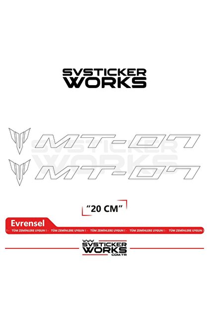 Yamaha Mt-07 Compatible Text Sticker – High Quality Custom Cut Foil (Set of 2)