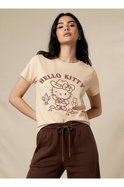 Cotton T-shirt with Hello Kitty Print