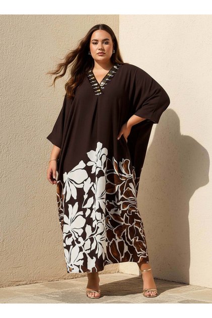 Maxi Viscose Kaftan with Embellished Detail