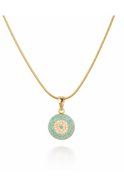 Solev Zircon Stone Evil Eye Beaded Steel Necklace