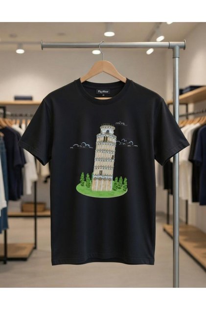 Unisex Comfortable Fit Leaning Tower of Pisa Italy Printed T-Shirt