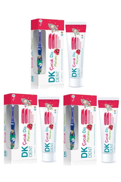 Children's Toothpaste Raspberry Flavored with Sage Extract 3X50 ml (with Brush)