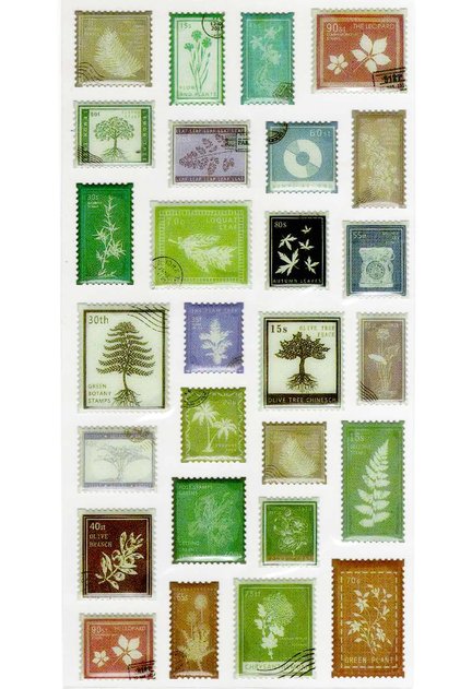 Vintage Sticker Stamp Retro Style Embossed Sticker Decal Label 9X17 cm - Tree Leaf Stamp Letter