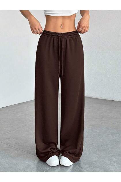 Women's High Waist Modal Palazzo Pants Wide Leg Brown