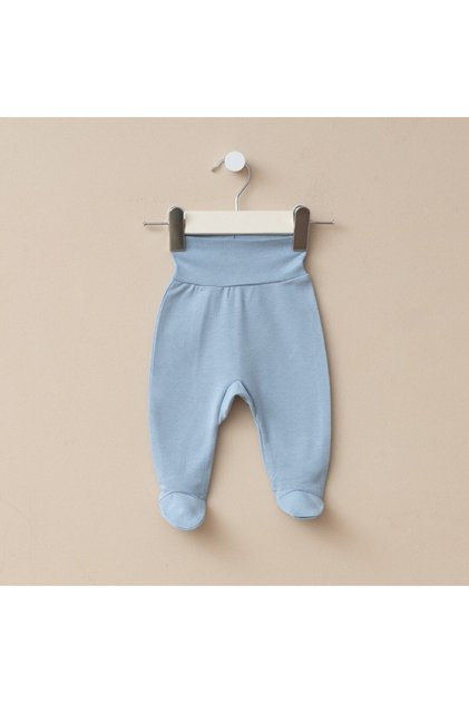 Newborn Girl and Boy Baby Unisex Single Bottom Wear with Booties 0-3 Months Cotton Newborn Pajama Bottoms Blue