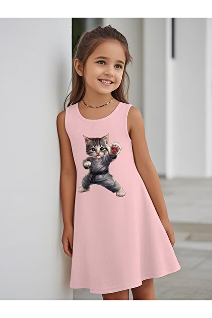 Girls' Dress Draped Printed