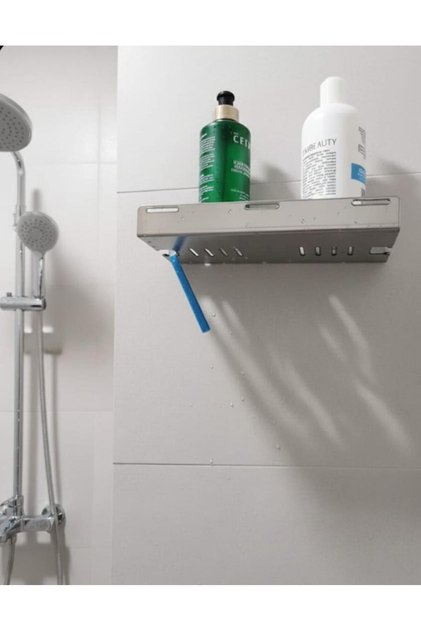 2 adet Yapışkanlı Vidalı Paslanmaz Çelik Banyo Rafı Düzenleyici Duşakabin için Şampuanlık Sabunluk