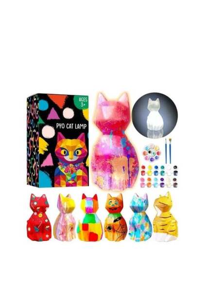 Painting Kit for kids, Cat Lamp DIY Arts & Crafts for Kids, Cute Cat Night Light, Fun, Creati