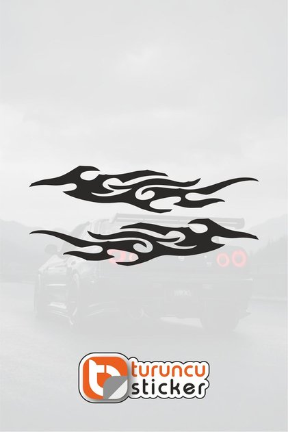 Side Mirror Flame Sticker - 20X4 cm - Right Left Set - Vehicle Sticker - Mirror Sticker