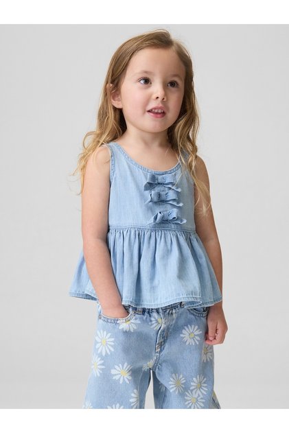 Kız Bebek Mavi Fiyonk Denim Bluz