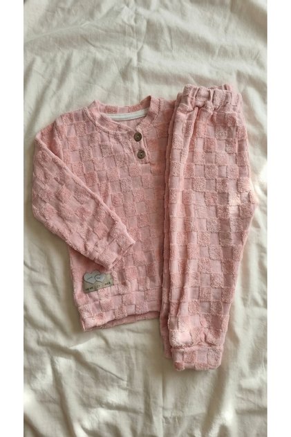 Baby Square Waffle Textured Button Detailed Top and Bottom Combination