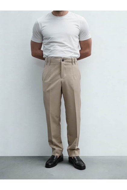 Lavio Modern Tailored Krem Pantolon FW6017