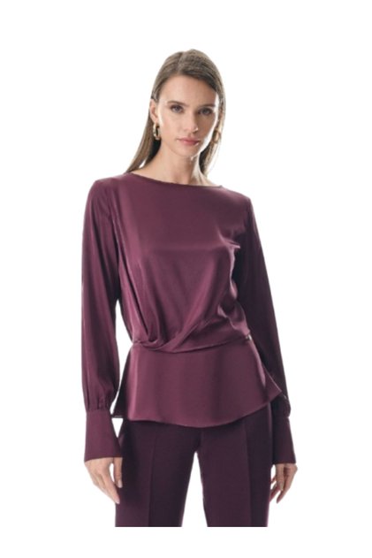 Kadın Drape Detaylı Uzun Kollu Bluz