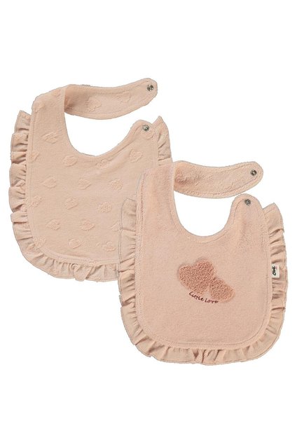 Heart Jacquard Baby Bib - Powder