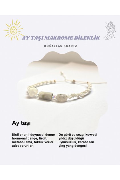 Moonstone Macrame Bracelet. Certified Original Natural Stone