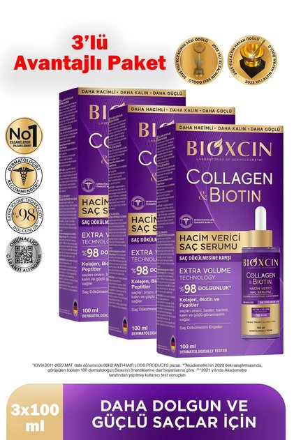 Saç Serum Collagen Biotin 100 ml 3 Adet