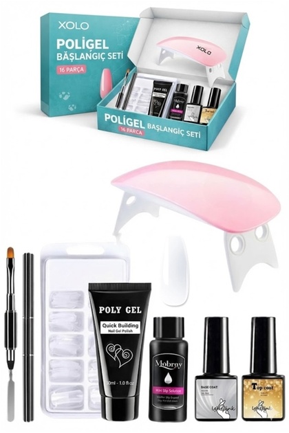 16 Parça Polijel Oje Yapma Seti Şeffaf Clear Evde Poligel Nail Art Seti