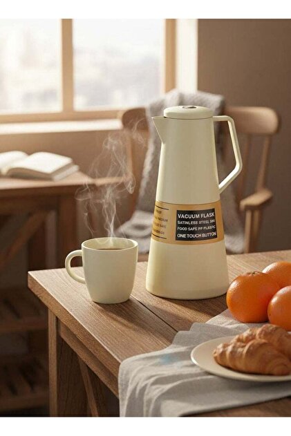Stainless Steel Tea/Coffee Flask 1.2 Liter White