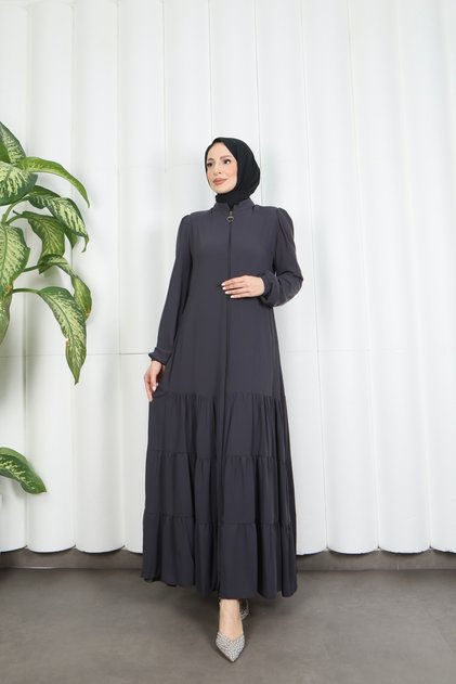3 layer gypsy abaya dark gray hnt7064
