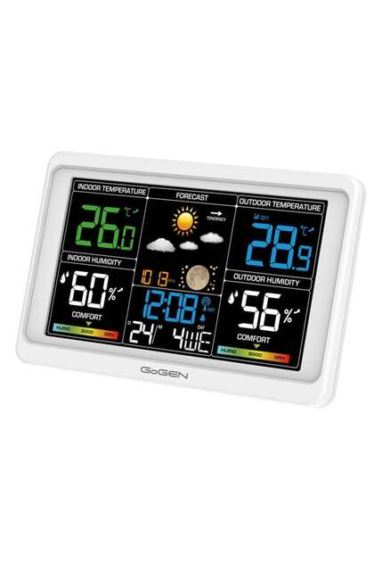 Stație meteo de interior-exterior ME 3350, senzor extern wireless, LCD color, alb