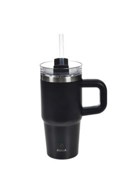 Cană termos neagră din oțel inoxidabil cu mâner 420 ml