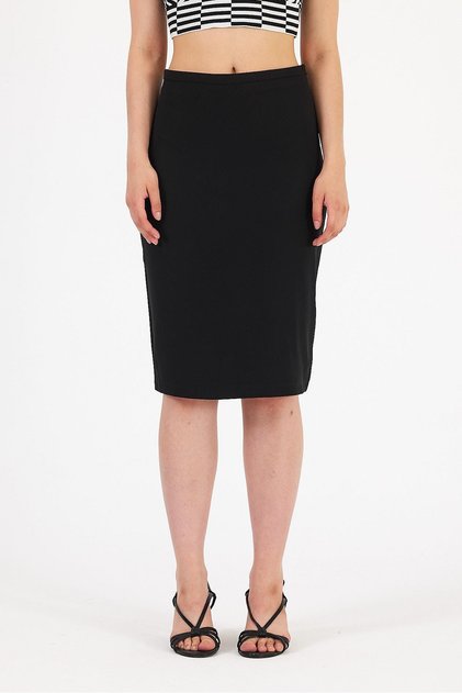 Women's Slit Pencil Skirt High Waist Below Knee Stretchy Fabric Stylish Pencil Skirt