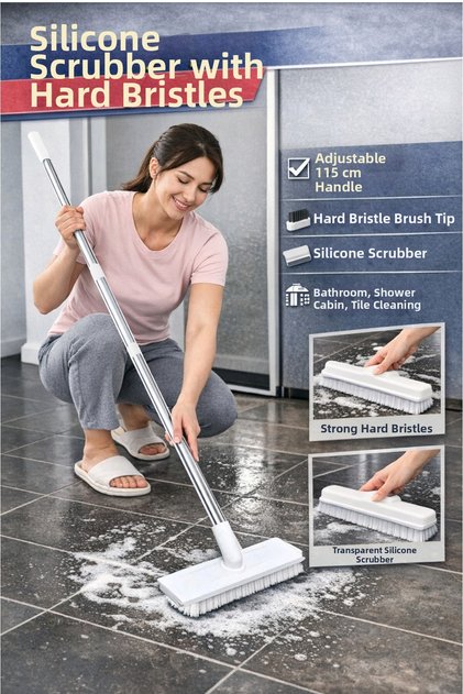 360 °   Rotating Head Cleaning Brush Hard Bristle Multifunctional Bathroom & Floor Cleaning Brush
