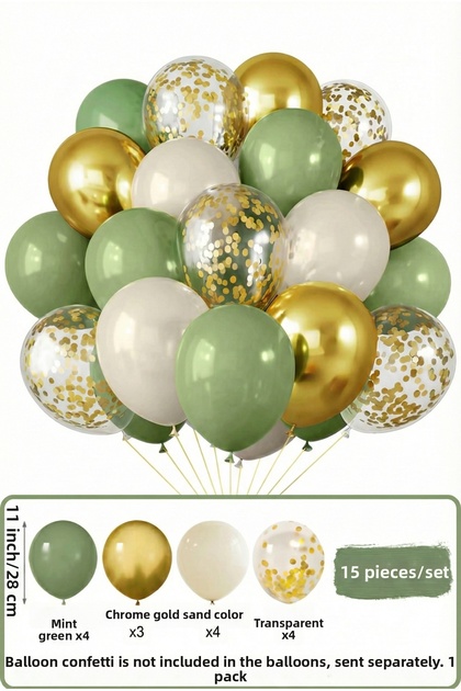 Mold Green Chrome Gold Sand Color Confetti Balloon Set Birthday Party Decoration