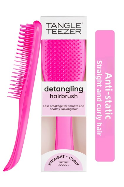 فرشاة ومشط الشعر المضادة للتجعد من The Ultimate Detangler Runway Pink (للشعر المستقيم والمجعد)