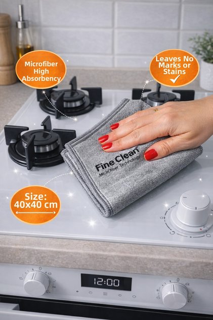 (1 Piece) Gray Microfiber Magic Oil Built-in Cooker Hood Kitchen Cloth 40*40