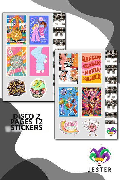 Disco Set of 2 Stickers, Decals, Diary, Agenda, Planner, Bullet, Journal, Scrapbook