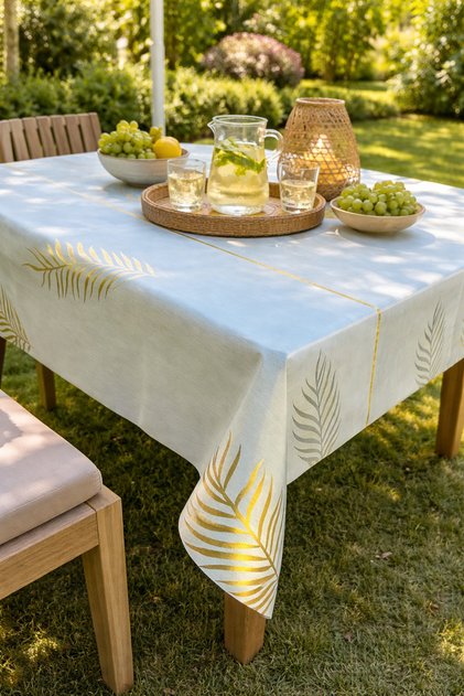Modern Leaf Pattern Tablecloth Waterproof Easy Wipe Pvc Table Cover Stylish and Luxurious Design