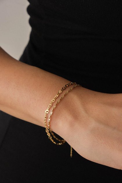 Steel 2-Piece Combination Textured Zipper and Heart Plate Chain Bracelet Minimal Tarnish Resistant 17+4cm & 21cm