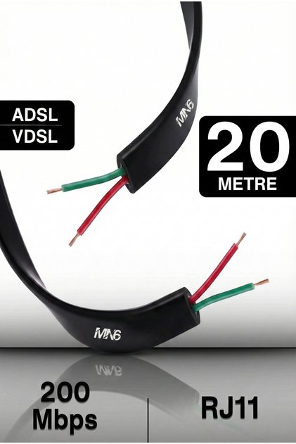 MN207FS Telefon hat Kablosu 20 metre/2 Telli-Flat-rj11 kablo/Kutu–Modem DSL Adsl Vdsl kablosu