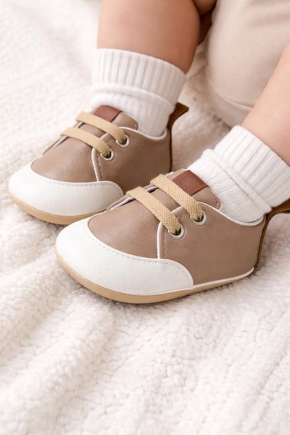 Genuine Leather Baby Shoes, First Step Shoes, Baby Booties, Short Ankle and Lace-Up