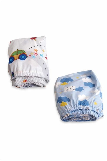 Cearșaf elastic pentru copii 100% bumbac 90x190 (2 BUC.) Blue Moon și Trafic