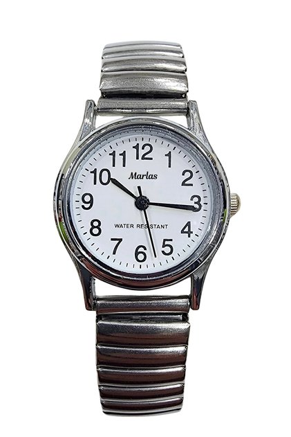 Classic, Silver Colored Wristwatch with Spring Cord, Retro Design, Vintage Design