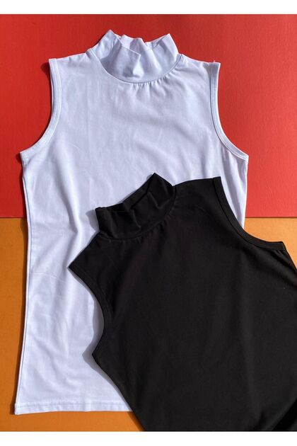 Cotton (2 PCS) New Sleeve Black And White Lycra Long T-Shirt